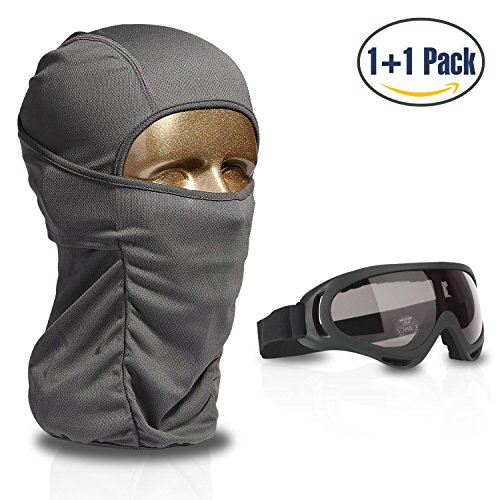 COOLOO Balaclava & Ski Goggles Sets, Ultralight Balaclava Face Mask Windproof Ski Mask Hood + UV400 Protection Anti-Fog Ski Goggles for Cycling Biking Ski and Snowboard