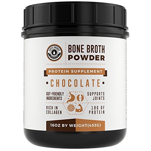 Bone Broth Protein Powder Chocolate 16Oz, Grass Fed - Non-GMO, Gut-Friendly, Dairy Free