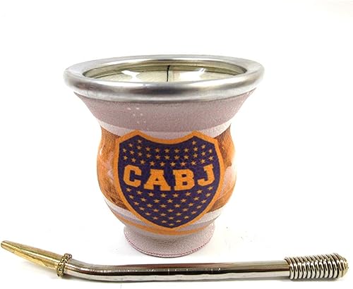 Miniatura 1 de 1 Yerba Mate Calabaza Bombilla Metal Paja Matero Boca Juniors CABJ Copa Vidrio 0814