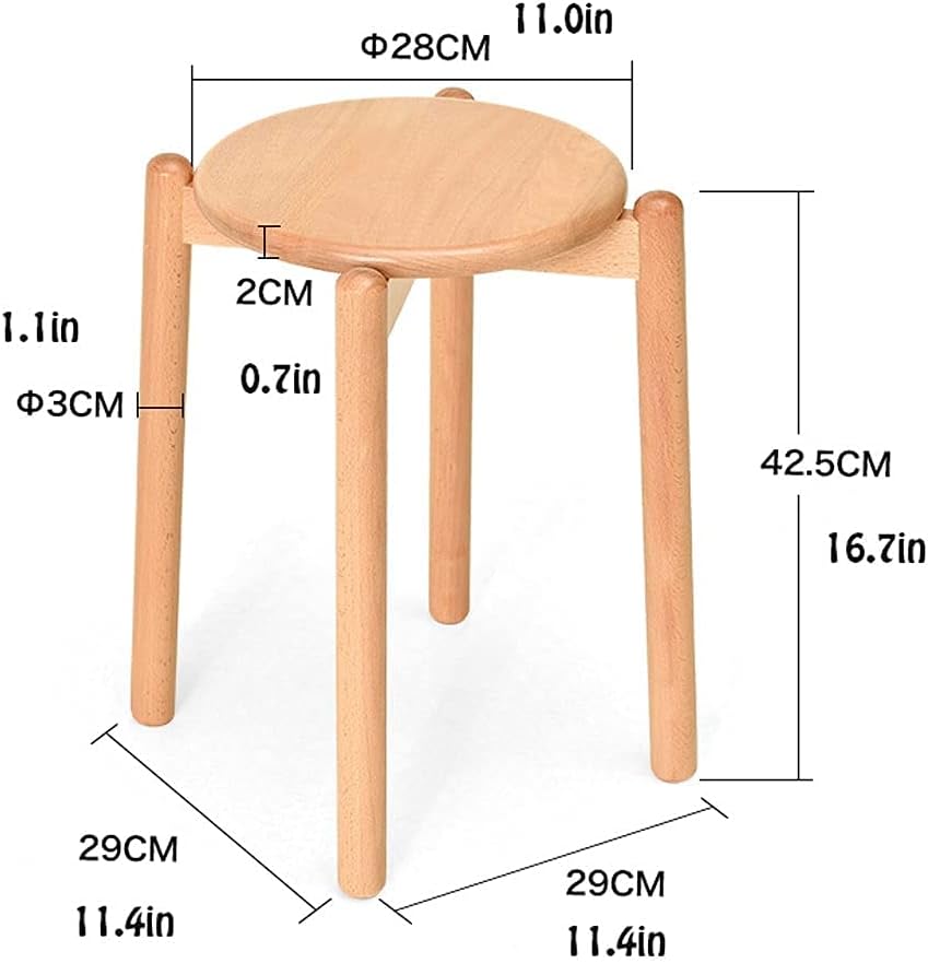Minimalist Fashion Creative 6 Pack Solid Wood Round Stool Home Dining Stool Small Stool Makeup Stool Bench Dining Table Stool for Dining/Home Casual/6 Pack Walnut Color B