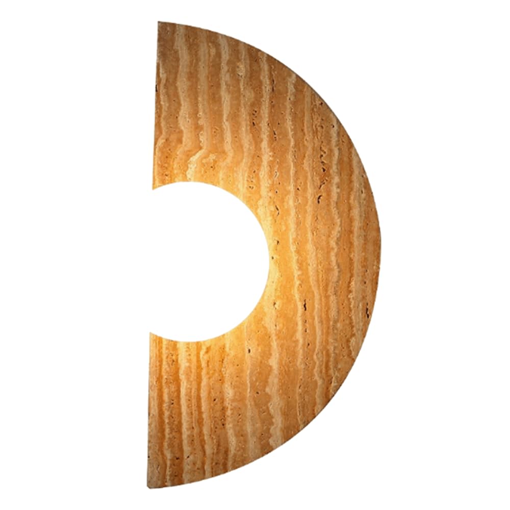 SHUANGZ Half Round Yellow Travertine Wall Sconce Modern Simple Wall Mount Lamp G9 Atmosphere Bedroom Stone Wall Light Metal Base Glass Lampshade for Bathroom Living Room Corridor