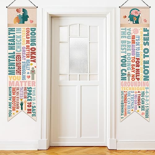 Blulu 2 Pcs Mental Health Classroom Decorations Motivational Porch Sign