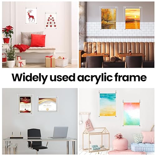 Thyle 8 Pcs Acrylic Photo Frame Clear Floating Picture Frame Brackets 8.5 X 11 Inch Document Certificate A4 Poster Frame Tabletop Or Hanging Wall Mount Display For Graduation Mother Father'S Day Gift thumb #3
