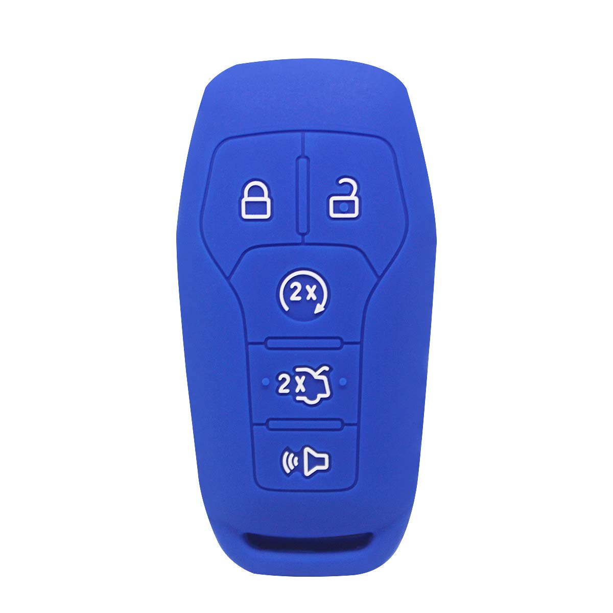 BTSMONE Silicone Key Fob Cover Case Skin Jacket for Ford F-150 Lincoln Fusion MKZ Mustang MKC 5 Buttons Smart Key Blue