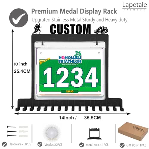Image of Personalized Medal Holder with Name Display Rack for Awards Ribbons - Metal Custom Sports Race Plaques Hanger for Wall Mount Hold Up 63 Medal Hanger Display for Athlete Boy Girl Kid