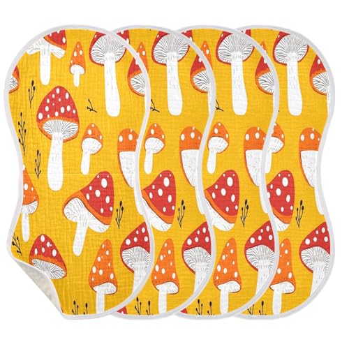 JUZIHAI 2Pack Mushrooms Baby Burp Cloths Soft Cotton Burp Rags,Super Absorbent Burp Cloth Bag for Newborn Baby Boys/Girls3