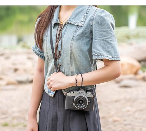 カメラグリップ付きの高級本革ハーフケースカバー ZFC専用 (Classic Black (Case + Strap))