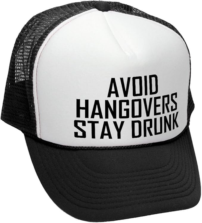 Image of Funny Trucker Hats - Snapback Mesh Cap for Adult Humor | Perfect White Elephant, Naughty Gift Exchange & Party Hat (US, Alpha, One Size, Avoid Hangovers Stay Drunk)