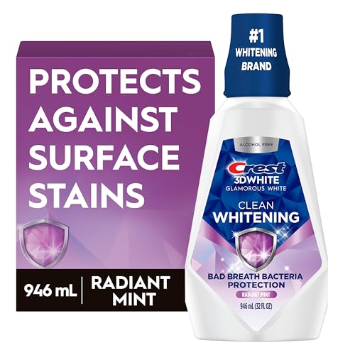 Crest 3D White Luxe Glamorous White Multi-Care Whitening Fresh Mint Flavor Mouthwash, 32 Fl Oz (Pack of 3)