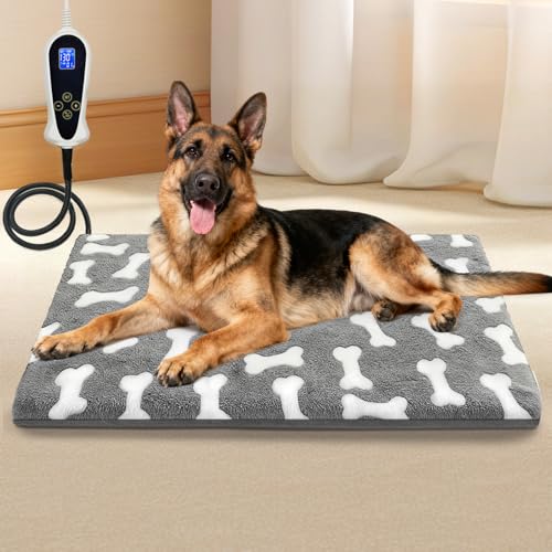 Bestio Large Dog Heating Pad,34x21 in Heated Dog Bed with Constant Heat & Auto Modes，MET&UL...
