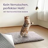 Knupis Selbstheizende Decke für Katzen Grau 60x45cm – Weich & kuschelige Katzendecke – Waschbarer Bezug – Mit Rutschfester Unterseite – Heizdecke für Katzen – Wärmekissen Katze – Grau
