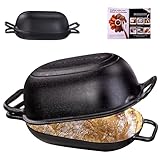 GdnWings Oval Dutch Oven for Bread Baking 12 x 8 Inch, Pre-Seasoned Cast Iron Bread Oven for Sourdough, Dutch Oven Bread Loaf Pan for a Crispy Crust, 5QT