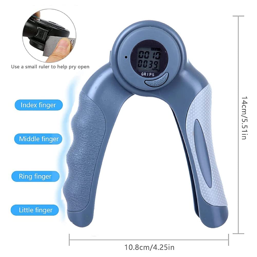 Entrenador de fuerza de agarre, Entrenador de fuerza agarre con pantalla LCD conteo registros, cronometraje y calorías