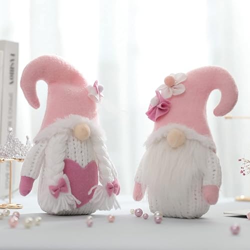 Miniatura 10 de Ochine Decoración de peluche de gnomo para el día de San Valentín decoración del día de San Valentín hecho a mano elfo escandinavo Tomte sueco San