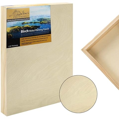 Da Vinci Pro Birch Wood Painting Panels - Very Fine Wood Grain Warp Resistant Birch, for Mounting Linen or Can Be UniversAlly Gesso Primed - [Single 1-5/8" Gesso Panel - 14x18"] Cover