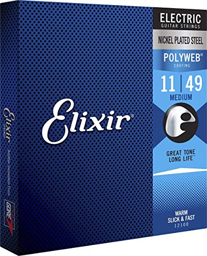 ELIXIR® 12100 POLYWEB - Juego de 6 cuerdas para guitarra eléctrica (níquel, tamaño mediano, 011/049)