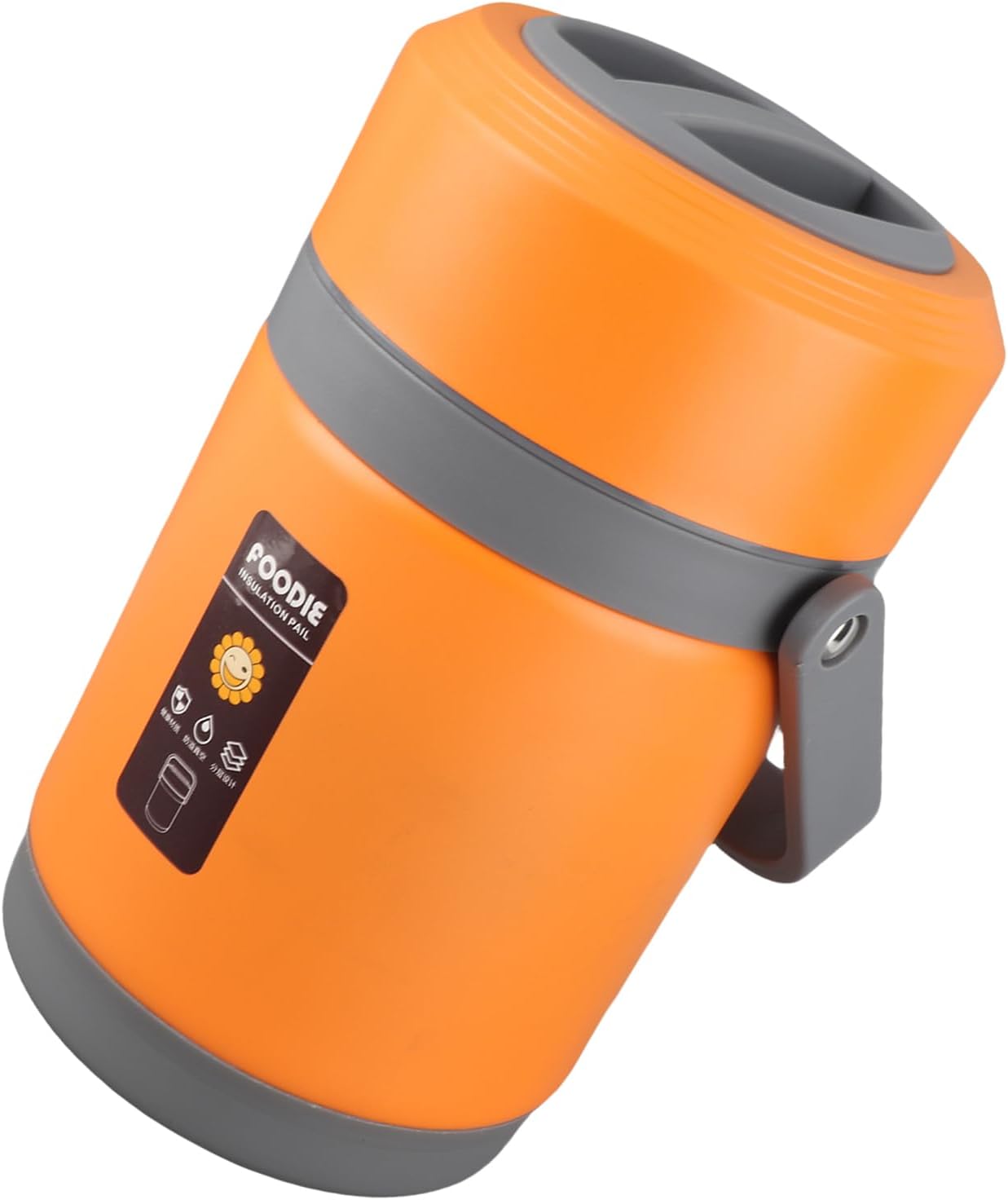 Thermal Cooker Pot, Stainless Steel Mini Portable Constant Temperature Heat Preservation Lifting Pot for Travel Camping Home Office Use (Orange)