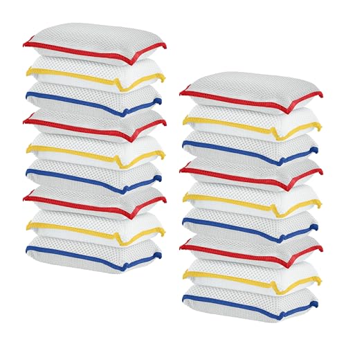Image of Microfiber Sponges for Dishes, Non-Scratch Sponge Dish Scrubber Heavy Duty Household Cleaning Multi-Purpose Cleaning Supplies Dish Wash Kitchen Cleaners Pack of 18