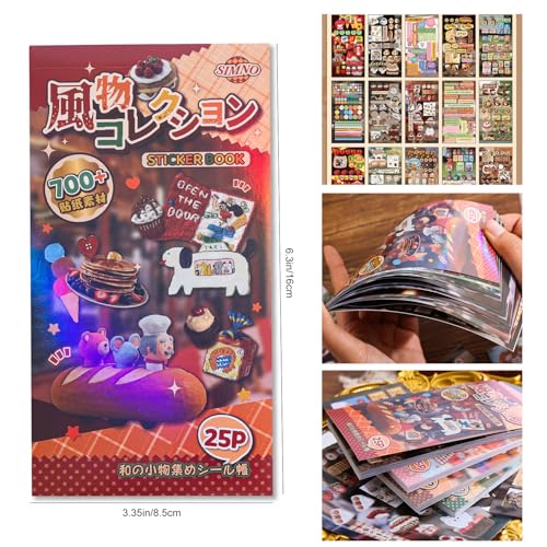 Image of Girl's Japanese Retro Sticker Book, 700+ Kawaii Old Showa Style Embroidered Stickers, Vintage Old Objects Theme for DIY Scrapbooking Journaling Handbook Decoration