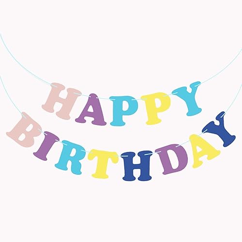 Miniatura 8 de MEETINGU Cartel de feliz cumpleaños, pancarta personalizada de letras degradadas coloridas, arco iris, fiesta de cumpleaños, círculos, puntos,