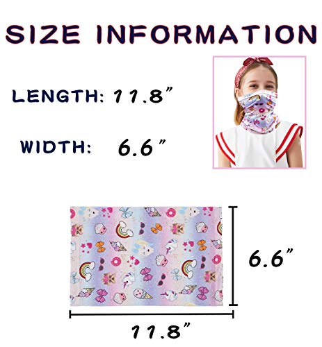 Kids Neck Gaiter Balaclava, Face Cover Bandana, Mask Toddler Half Face Protective Reusable Infinity Scarf, Headwear for Softball. Gifts for Girls. Pink Baby White Large