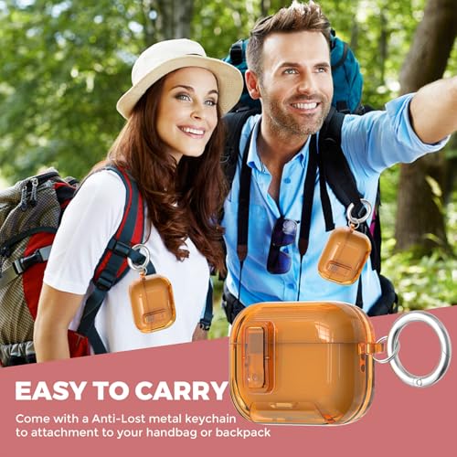 Image of Compatible with Airpods Pro 3 Case Clear with Lock Phone Stand, Soft TPU Magnetic Automatic Lock Apple AirPods Pro 3rd Generation Protective Cover Women Men + Cleaning Kit for iPod Pro3 Case Orange