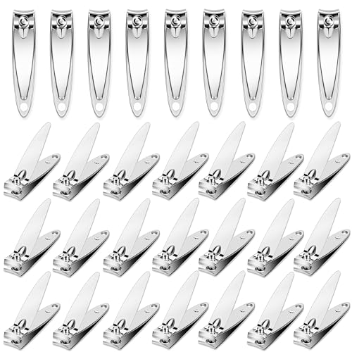 AVERZELLA 30-Pack Fingernail Clippers Pack Stainless Steel Small Nail Clippers in Bulk Portable Travel Mini Finger Nail Clippers for Women Men Homeless Care Package Supplies Bulk Set
