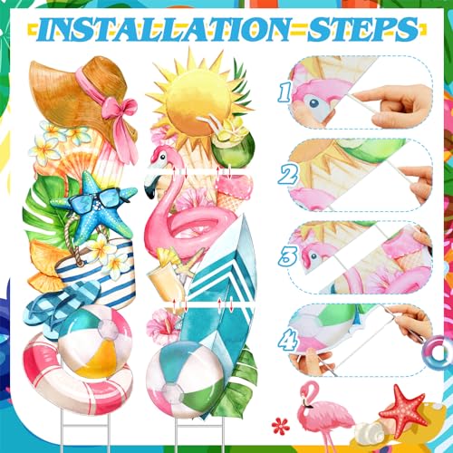 2-Pcs-Summer-Yard-Signs-with-Lawn-Outdoor-Lawn-Decoration-Summer-Beach-Ice-Cream-Slippers-Waterproof-Courtyard-Yard-Decorations-with-Pile-Summer-Garden-Lawn-Party-Courtyard-DecorationBeach-Ball 2 Pcs Summer Yard Signs with Lawn Outdoor Lawn Decoration Summer Beach Ice Cream Slippers Waterproof Courtyard Yard Decorations with Pile Summer Garden Lawn Party Courtyard DecorationBeach Ball