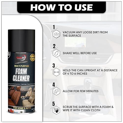 Image of MIKANIX Multipurpose Foaming Car Interior & Exterior Cleaner Foam Spray For | Car Seat | Dashboard | Shoes | Sofa | Vinyl Rubber | Doors, PU /Leather (Pack of 2)