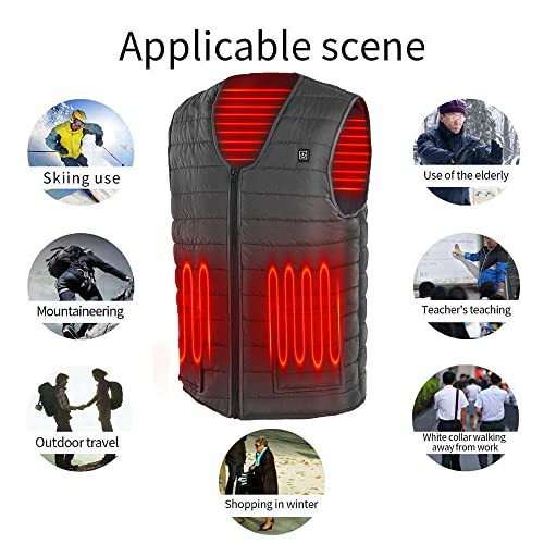 amuzer Colete aquecido, colete quente com carregamento USB para homens e mulheres, leve, 9 áreas de