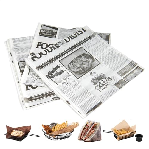 Hojas de papel encerado para alimentos, papel de cocina - Papel Cotta - 200X Fundas para cestas de alimentos para barbacoa Papel sándwich resistente a la grasa para frutas, postres, galletas, pasteles