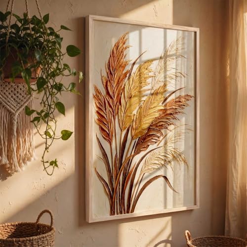 Image of kotart Abstract Floral Art WALL Framed Painting | Big Aesthetic Flowers leaves WALL Framed Paintings for Living Room Bedroom Wall Decor (14X20 inch)