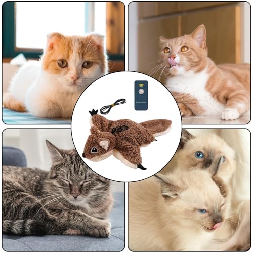Jouet électrique interactif pour chat avec herbe à chat et oiseau mécanique