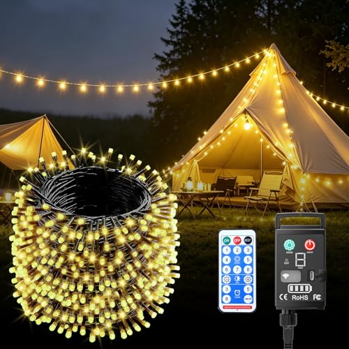 Kinamy Luci Albero di Natale, 20M 200 LED Catena Luminosa Esterno...
