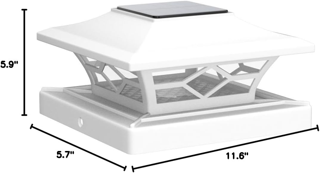 VOLISUN Solar Post Cap Light Outdoor Waterproof: RGB Color Changing - Solar Fence Cap Flashing Lights 4Pack White for 4x4 5x5 6x6 Wooden Vinyl Post