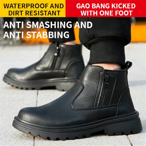 Image of Women's Steel Toe Boots Waterproof Lightweight Construction Safety Shoes | Durable, Comfortable,Puncture Resistant,Impact Resistant,Industrial Work Footwear