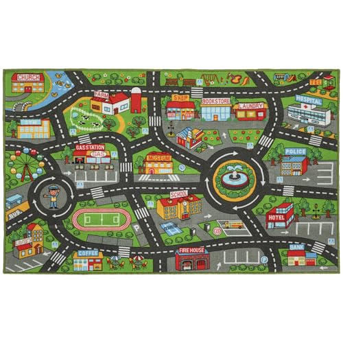 AIYAPLAY Alfombra Infantil, Carretera de Ciudad, 160x100 cm, Alfombra Educativa Antideslizante para Gateo y Jugar con Coches, para Salón y Dormitorio, Textura Suave