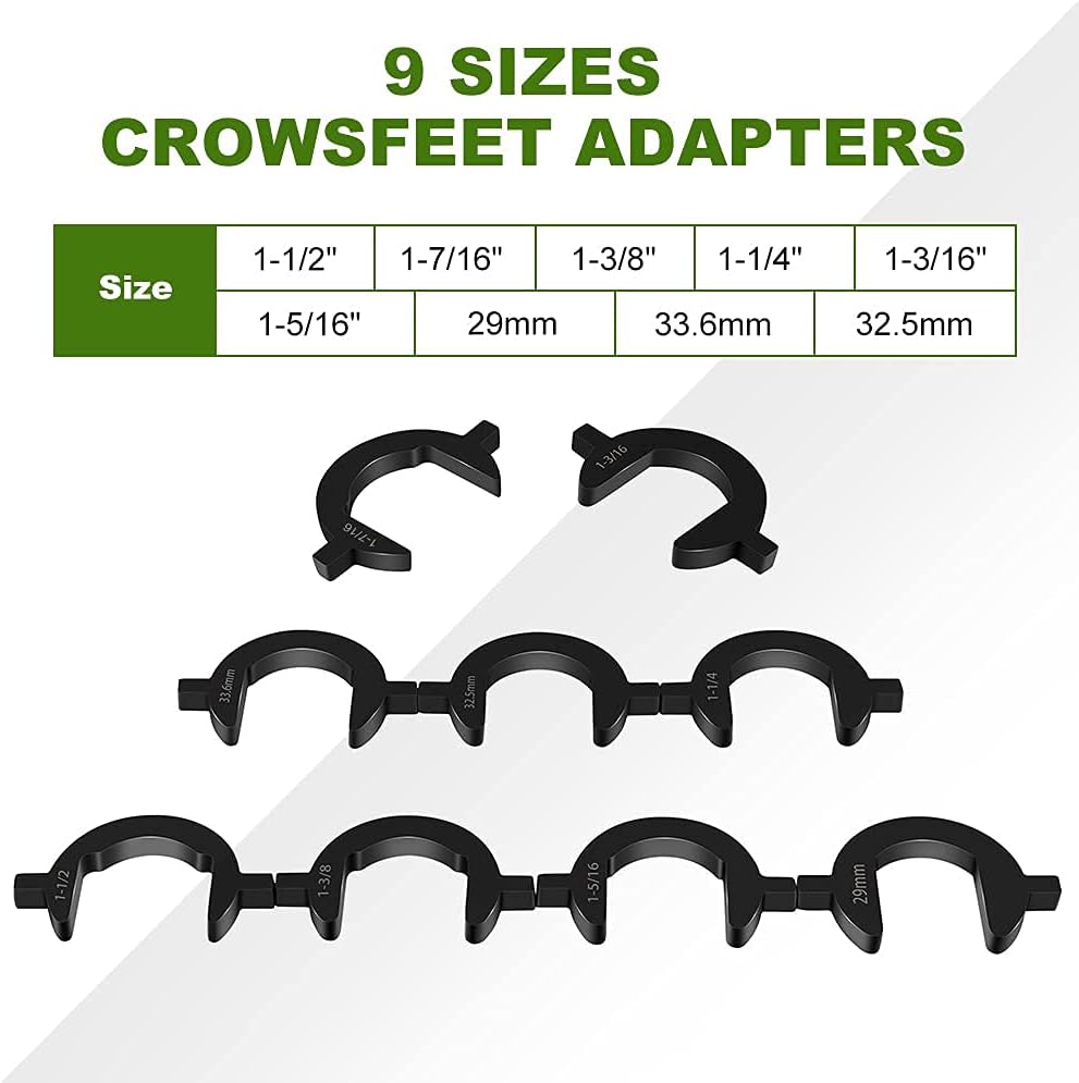 SCITOO Inner Tie Rod Installation Tool Kit with 9 Crowfoot Adapters for Most Cars