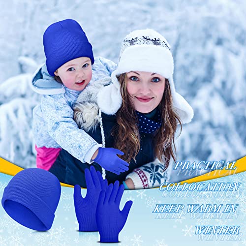Image of Xtinmee 100 Pcs Kids Winter Beanie and Gloves Bulk Warm Knit Hat Stretchy Full Fingers Gloves Pack Unisex Cold Weather Set