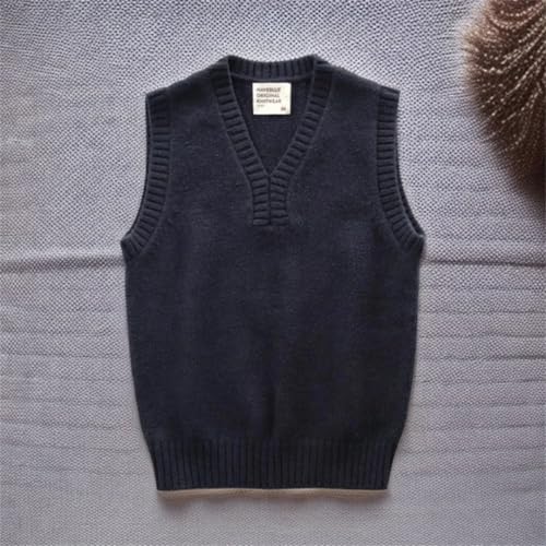Men V Neck Vintage Sweater in Knit Vests4
