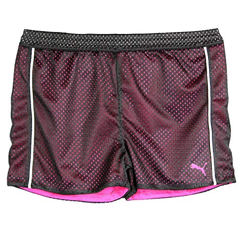 PUMA Little Girls Two-Tone Mesh Shorts Athletic Active Black Pink White Size 4