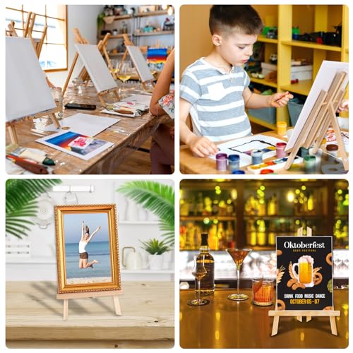 Image of AROIC Wood Easels, Easel Stand for Painting Canvases, Art, and Crafts. (11.8 inch, 10 Pack), Tripod, Painting Party Easel, Kids Student Table School Desktop, Portable Canvas Photo Picture Sign Holder.