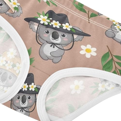 Cotton Girls Underwear Toddler Cartoon Cute Koalas Floral Brown Little Girl Panties Stylish Briefs Girls Undies 2t4