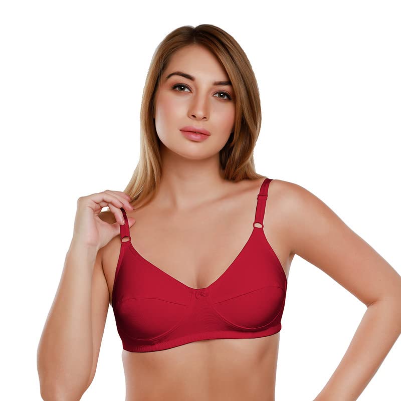 Image of Daisy DEE Women's Cotton Seamed Non-Wired Regular Straps Full Coverage Non-Padded Bra - NSHTL