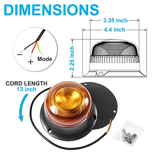 Hqrp Amber Beacon Flashing Caution Safety Warning Led Light Screw Mount, Emergency Strobe Construction Led Lights For Vehicles, Truck, Golf Cart, Tractor, Postal Car, Atv, Utv, Snow Plow, Forklift #TOP5