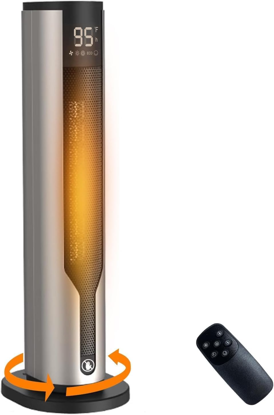 23.6"Tower Space Heater with Adjustable Thermostat,Remote Control & 12H Timer, Tip-Over Switch & Overheating Protection, 1500W, 3 Mode, 12H Timer,PTC Ceramic Rapid Heat for Office Home (Silver)