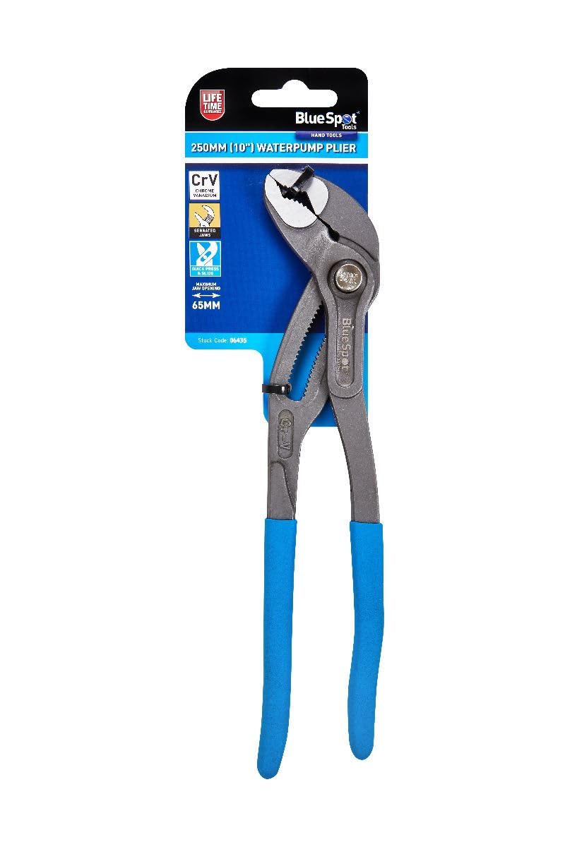 BlueSpot Water Pump Plier Wrench Push Button Slide 250mm 10in Adjustable Jaw