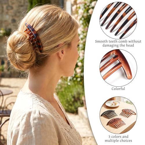 Set de 3 Peines Franceses para Mujer, Negro, Gris y Marrón miniatura 2