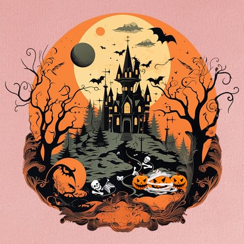 Women's Halloween Shirt: Crewneck Art Patterns Short Sleeve Halloween Party T-Shirt