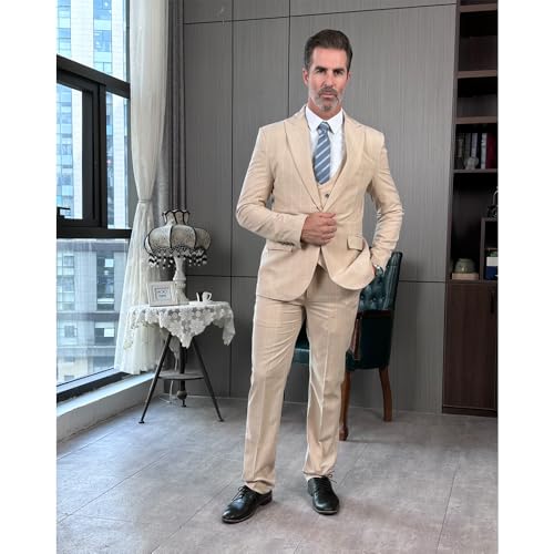 Mens Suit Plaid Tuxedos Business Suits Slim Fit Double Breasted3